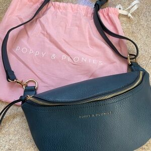 Poppy & Peonies Teal Crossbody Bag